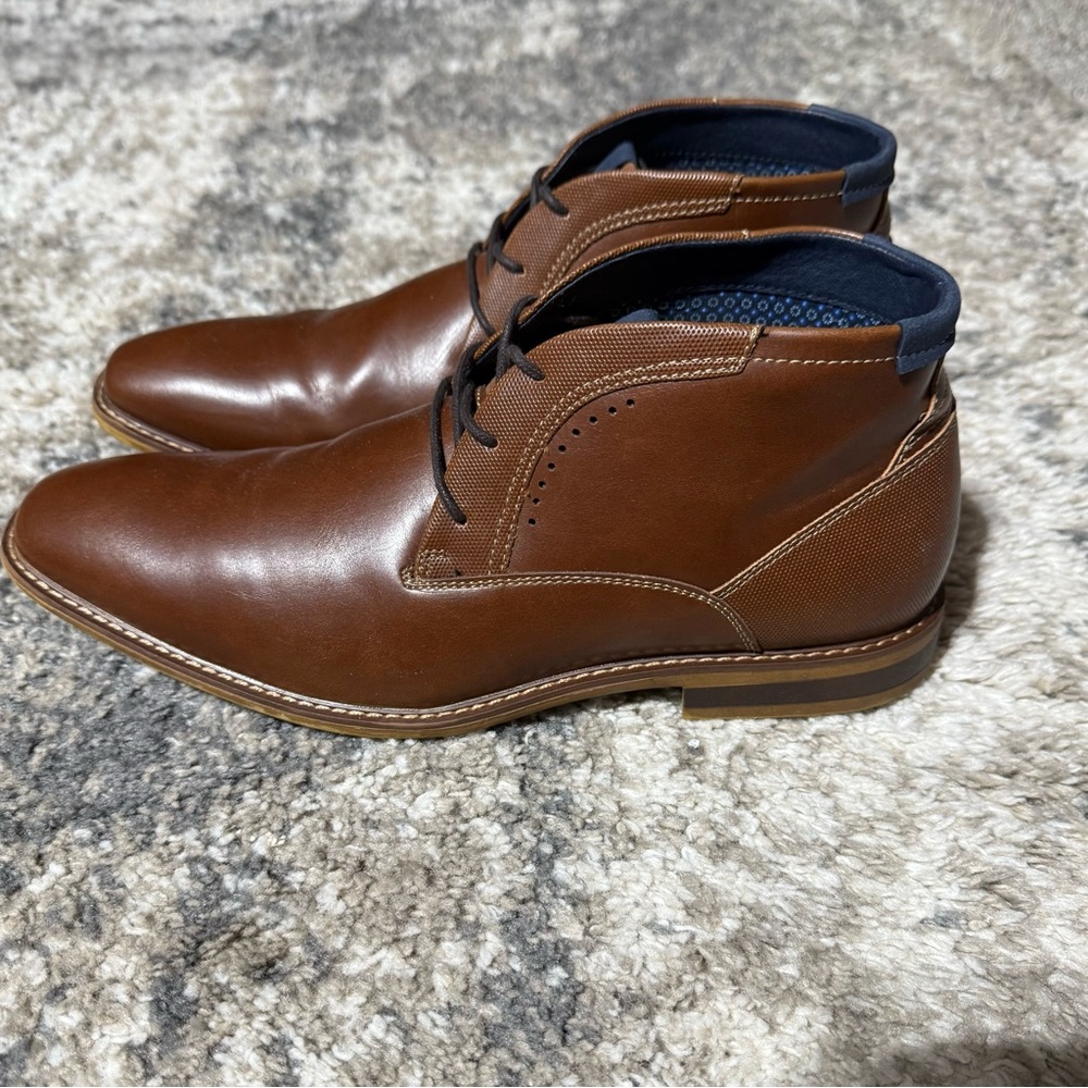 Freeman Angus Brown Dress Ankle Boots Casual Work Shoes Size 9W